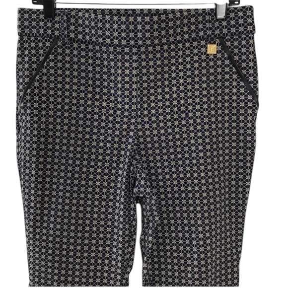 Rafaella Comfort Elastic Waist Pull On Pants Blue Geometric Size 12 - Picture 6 of 7